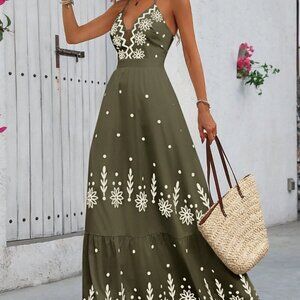 Multicolor Boho Women's Long Floral Print Spaghetti Strap Maxi Dress